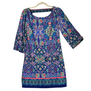 Laundry by Shelli Segal Dress Womens Size XS Blue Sheath Stretch Boho Slinky